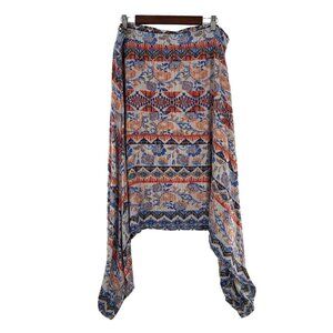 Johnpaulrichard Multicolor‎ Boho Asymmetrical High-Low Skirt Large Stretch Boho